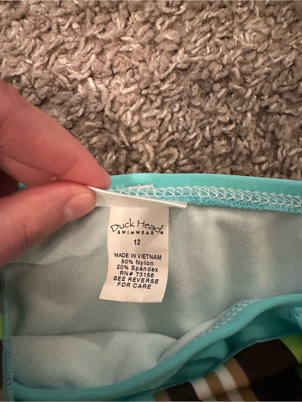 NWT VTG Y2K Duck Head Striped Aqua Bikini Set - Turquoise & Brown - Picture 5 of 6